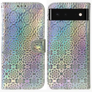 For Google Pixel 6 Colorful Magnetic Buckle Leather Phone Case(Silver) (OEM)