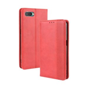 For Oppo Reno A Magnetic Buckle Retro Crazy Horse Texture Horizontal Flip Leather Case with Holder & Card Slots & Photo Frame(Red) (OEM)