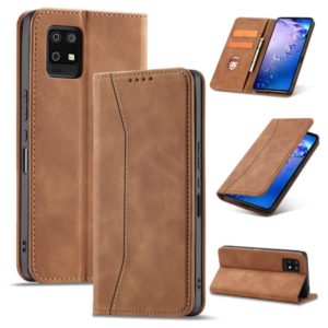For Sharp Aquos Zero 6 Magnetic Dual-fold Leather Phone Case(Brown) (OEM)