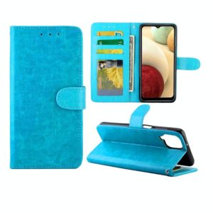 For Samsung Galaxy A12 5G Crazy Horse Texture Leather Horizontal Flip Protective Case with Holder & Card Slots & Wallet & Photo Frame(Baby Blue) (OEM)