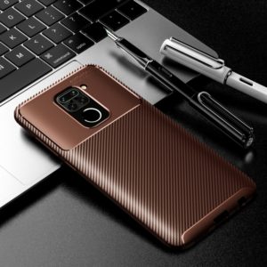 For Xiaomi Redmi Note9 Carbon Fiber Texture Shockproof TPU Case(Brown) (OEM)