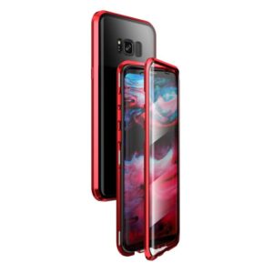 For Samsung Galaxy S8+ Magnetic Metal Frame Double-sided Tempered Glass Case(Red) (OEM)