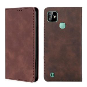 For Infinix Smart HD 2021 X612 Skin Feel Magnetic Horizontal Flip Leather Case with Holder & Card Slots(Dark Brown) (OEM)