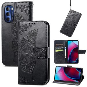 For Motorola Moto G Stylus 5G 2022 Butterfly Love Flower Embossed Leather Phone Case(Black) (OEM)