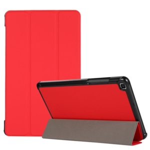 For Samsung Galaxy Tab A7 Lite 8.4 T220/225 3-folding Skin Texture Horizontal Flip TPU + PU Leather Case with Holder(Red) (OEM)