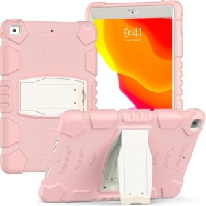 For iPad 10.2 2021 / 2020 / 2019 3-Layer Protection Screen Frame + PC + Silicone Shockproof Combination Case with Holder(Cherry Blossoms Pink) (OEM)