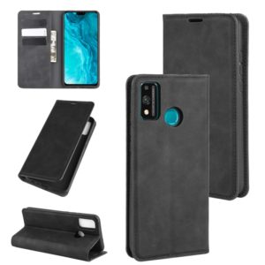 For Huawei Honor 9X lite Retro-skin Business Magnetic Suction Leather Case with Holder & Card Slots & Wallet(Black) (OEM)