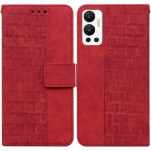 For Infinix Hot 12 Geometric Embossed Leather Phone Case(Red) (OEM)