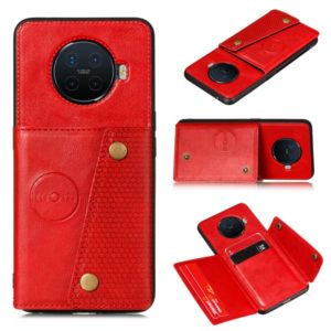 For OPPO Ace2 Double Buckle PU + TPU Shockproof Magnetic Protective Case with Card Slot(Red) (OEM)