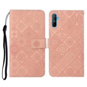 For OPPO Realme C3 Ethnic Style Embossed Pattern Horizontal Flip Leather Case with Holder & Card Slots & Wallet & Lanyard(Pink) (OEM)
