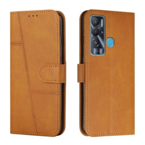 For Tecno Pova Neo Stitching Calf Texture Buckle Leather Phone Case(Yellow) (OEM)