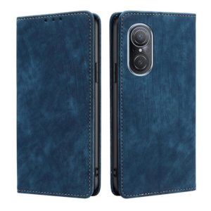 For Huawei Nova 9 SE 4G RFID Anti-theft Brush Magnetic Leather Phone Case(Blue) (OEM)