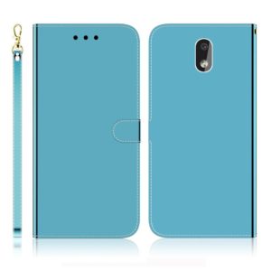 For Nokia 2.2 Imitated Mirror Surface Horizontal Flip Leather Case with Holder & Card Slots & Wallet & Lanyard(Blue) (OEM)