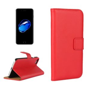 For iPhone 8 & 7 Genuine Split Horizontal Flip Leather Case with Holder & Card Slots & Wallet(Red) (OEM)