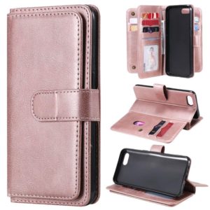 For OPPO A1k / Realme C2 Multifunctional Magnetic Copper Buckle Horizontal Flip Solid Color Leather Case with 10 Card Slots & Wallet & Holder & Photo Frame(Rose Gold) (OEM)