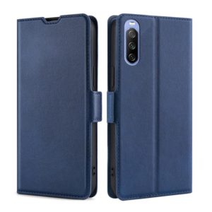 For Sony Xperia 10 III Ultra-thin Voltage Side Buckle PU + TPU Horizontal Flip Leather Case with Holder & Card Slot(Blue) (OEM)