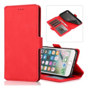 For iPhone SE 2022 / SE 2020 / 8 / 7 Retro Magnetic Closing Clasp Horizontal Flip Leather Case with Holder & Card Slots & Photo Frame & Wallet(Red) (OEM)