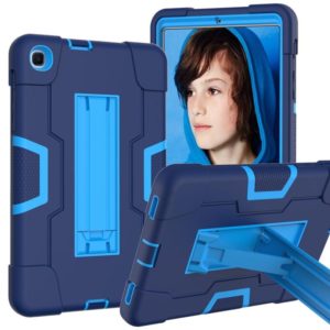 For Samsung Galaxy Tab A 8.4 (2020) T307 Contrast Color Robot Shockproof Silicon + PC Protective Case with Holder(Navy Blue + Blue) (OEM)