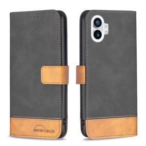 For Nothing Phone 1 BF11 Color Matching Skin Feel Leather Phone Case(Black) (OEM)
