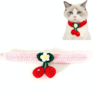 Pet Handmade Knitted Wool Cherry Cat Dog Collar Bib Adjustable Necklace, Specification: S 20-25cm(Pink) (OEM)