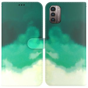 For Nokia G21 / G11 Watercolor Pattern Horizontal Flip Leather Phone Case(Cyan Green) (OEM)