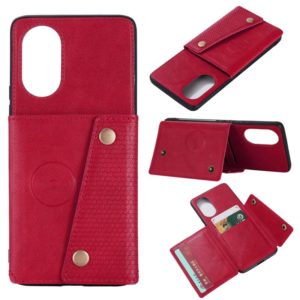 For Huawei Nova 8 Pro 5G Double Buckle PU + TPU Shockproof Magnetic Protective Case with Card Slots & Holder(Red) (OEM)
