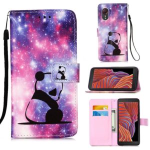 For Samsung Galaxy Xcover 5 Colored Drawing Pattern Plain Weave Horizontal Flip Leather Case with Holder & Card Slot & Wallet & Lanyard(Baby Panda) (OEM)