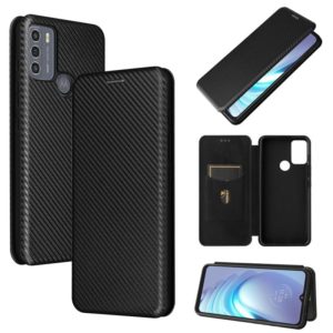For Motorola Moto G50 Carbon Fiber Texture Horizontal Flip TPU + PC + PU Leather Case with Card Slot(Black) (OEM)