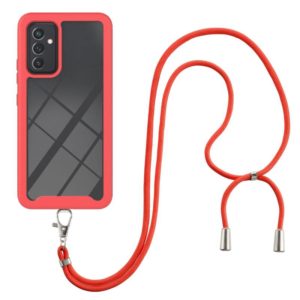 For Samsung Galaxy A82 5G Starry Sky Solid Color Series Shockproof PC + TPU Protective Case with Neck Strap(Red) (OEM)
