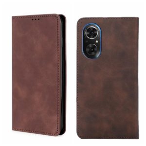For Honor 50 SE Skin Feel Magnetic Horizontal Flip Leather Phone Case(Dark Brown) (OEM)