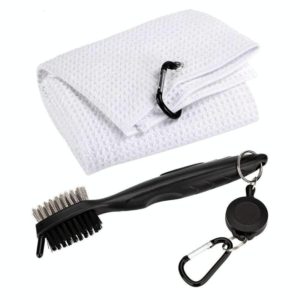 Hook Towel + Club Cleaning Brush Golf Cleaning Set(White) (OEM)