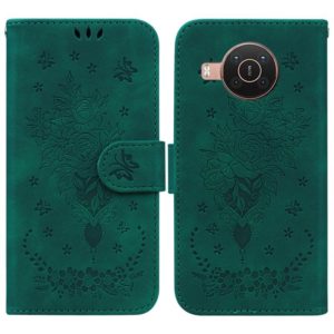 For Nokia X10 / X20 Butterfly Rose Embossed Leather Phone Case(Green) (OEM)