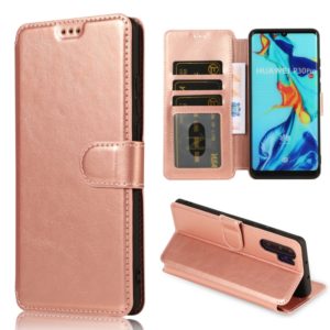 For Huawei P30 Pro Calf Texture Magnetic Buckle Horizontal Flip Leather Case with Holder & Card Slots & Wallet & Photo Frame(Rose Gold) (OEM)