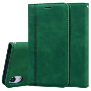For iPhone XR Frosted Business Magnetic Horizontal Flip PU Leather Case with Holder & Card Slot & Lanyard(Green) (OEM)