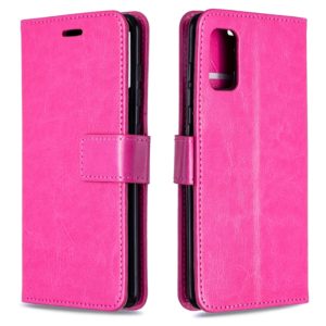 For Galaxy A41 Crazy Horse Texture Horizontal Flip Leather Case with Holder & Card Slots & Wallet & Photo Frame(Rose) (OEM)