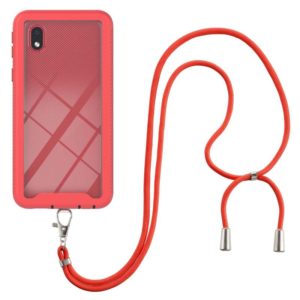 For Samsung Galaxy A01 Core Starry Sky Solid Color Series Shockproof PC + TPU Protective Case with Neck Strap(Red) (OEM)