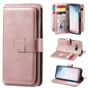 For Samsung Galaxy S10e Multifunctional Magnetic Copper Buckle Horizontal Flip Solid Color Leather Case with 10 Card Slots & Wallet & Holder & Photo Frame(Rose Gold) (OEM)