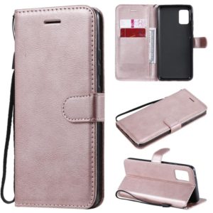 For Samsung Galaxy A51 5G Solid Color Horizontal Flip Protective Leather Case with Holder & Card Slots & Wallet & Photo Frame & Lanyard(Rose Gold) (OEM)