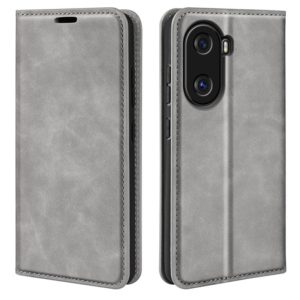 For Honor X40i Retro-skin Magnetic Suction Leather Phone Case(Grey) (OEM)