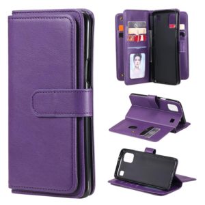 For LG K92 Multifunctional Magnetic Copper Buckle Horizontal Flip Solid Color Leather Case with 10 Card Slots & Wallet & Holder & Photo Frame(Purple) (OEM)