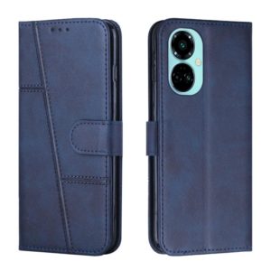 For Tecno Camon 19 Pro 5G Stitching Calf Texture Buckle Leather Phone Case(Blue) (OEM)