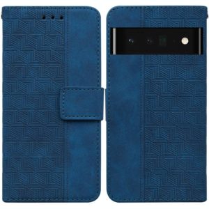 For Google Pixel 6 Pro Geometric Embossed Leather Phone Case(Blue) (OEM)