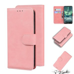 For Nokia 6.2 / 7.2 Skin Feel Pure Color Flip Leather Phone Case(Pink) (OEM)