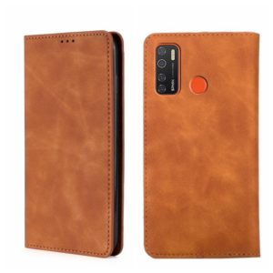 For Tecno Camon 15/Camon 15 Air Skin Feel Magnetic Horizontal Flip Leather Phone Case(Light Brown) (OEM)