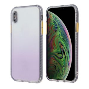 For iPhone X / XS Gradient Shockproof TPU + Acrylic Case with Detachable Buttons(Purple) (OEM)