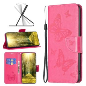For Nokia G11 / G21 Embossing Two Butterflies Pattern Horizontal Flip PU Leather Case(Rose Red) (OEM)