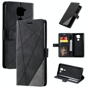 For Xiaomi Redmi Note 9 Skin Feel Splicing Horizontal Flip Leather Case with Holder & Card Slots & Wallet & Photo Frame(Black) (OEM)