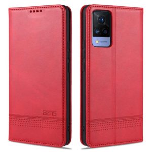 For vivo V21 AZNS Magnetic Calf Texture Horizontal Flip Leather Case with Card Slots & Holder & Wallet(Red) (AZNS) (OEM)