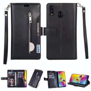 For Samsung Galaxy A10s Multifunctional Zipper Horizontal Flip Leather Case with Holder & Wallet & 9 Card Slots & Lanyard(Black) (OEM)