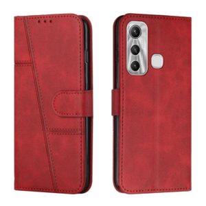 For Infinix Hot 11 Stitching Calf Texture Buckle Leather Phone Case(Red) (OEM)